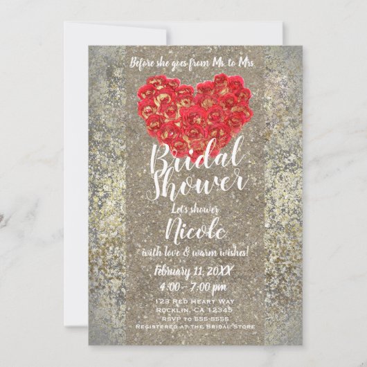 Red Gold Heart Glam Valentijn Vrijgezellenfeest Pa Kaart (Voorkant)