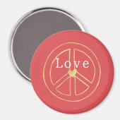 Red Gold Heart Peace Sign Love Christmas Magneet (Voorkant / Achterkant)