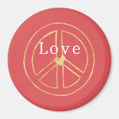 Red Gold Heart Peace Sign Love Christmas Magneet (Voorkant)