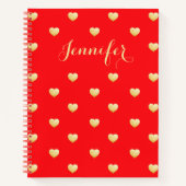  Red Gold Hearts - Aangepaste naam Notitieboek (Voorkant)