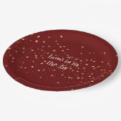 Red Gold Hearts Confetti Papieren Bordje (Gekanteld)