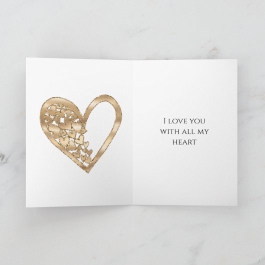 Red Gold Hearts Love Kaart (Binnen)