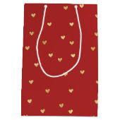 Red Gold Hearts Medium Cadeauzakje (Achterkant)