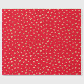 Red Gold Hearts Pattern Wrapping Paper Cadeaupapier (Vlak)