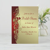 Red & Gold Hearts & Scrolls Vrijgezellenfeest Kaart (Staand voorkant)