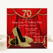 Red Gold High Heel Stap in 70 Verjaardagsfeest Kaart