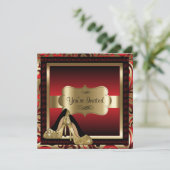 Red & Gold High Heels 00e verjaardag uitnodiging (Staand voorkant)