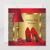 Red Gold High Heels Roos Wild Birthday Party Kaart (Voorkant)