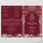 Red & Gold Hindu Wedding Ceremony Folded Program (Voorkant)