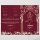 Red & Gold Hindu Wedding Ceremony Folded Program (Voorkant)