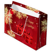 Red Gold Holiday Gift Bag Groot Cadeauzakje (Voorkant Gekanteld)