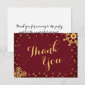 Red Gold Holiday Snowflakes Hartelijk dank Bedankkaart (Voorkant / Achterkant)