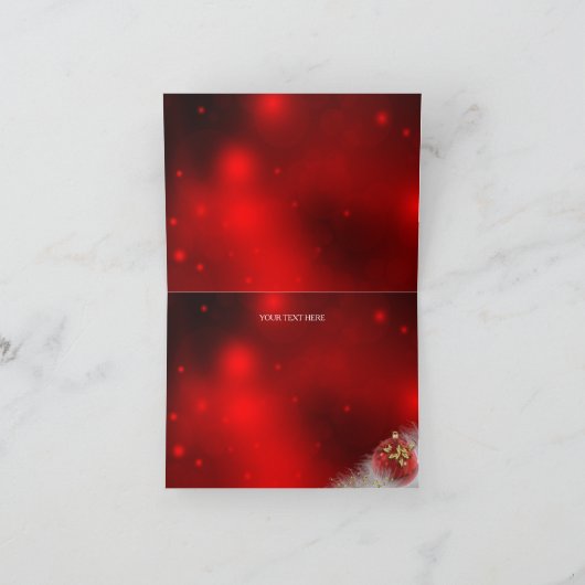 Red & Gold Holly Baubles Kaart (Binnen)