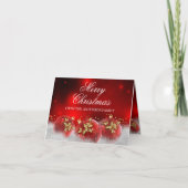 Red & Gold Holly Baubles Kaart (Voorkant)