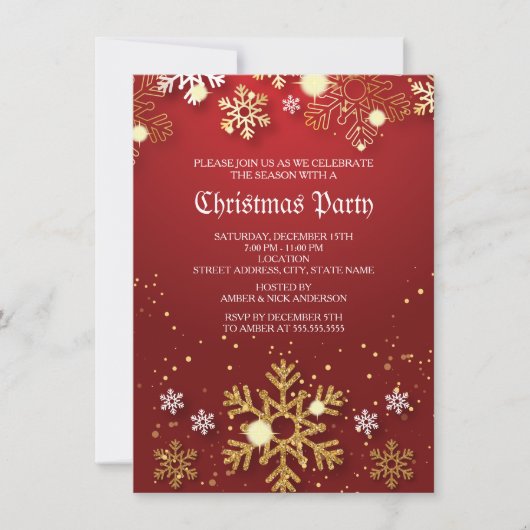 Red Gold Holly Baubles kerstfeestdag Kaart (Voorkant)