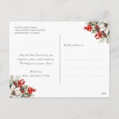 Red Gold Holly Berries Photo Happy New Year Feestdagenkaart (Achterkant)