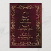 Red Gold Holly Berry kerstbruiloft Menu (Voorkant)