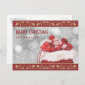 Red Gold Holly Christmas Presents Feestdagenkaart (Voorkant / Achterkant)