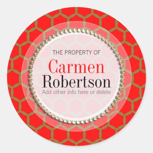 Red Gold Honeycomb Pattern - Aangepaste Sticker (Voorkant)
