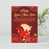 Red & Gold Horse Lunar Chinese New Year Feestdagenkaart (Staand voorkant)