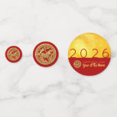 Red Gold Horse papercut 2026 Golden Party Confetti (Voorkanten)