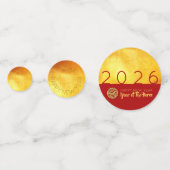 Red Gold Horse papercut 2026 Golden Party Confetti (Achterkanten)