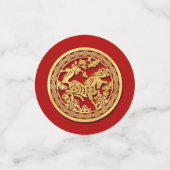 Red Gold Horse papercut 2026 Golden Party Confetti (Kleine voorkant)