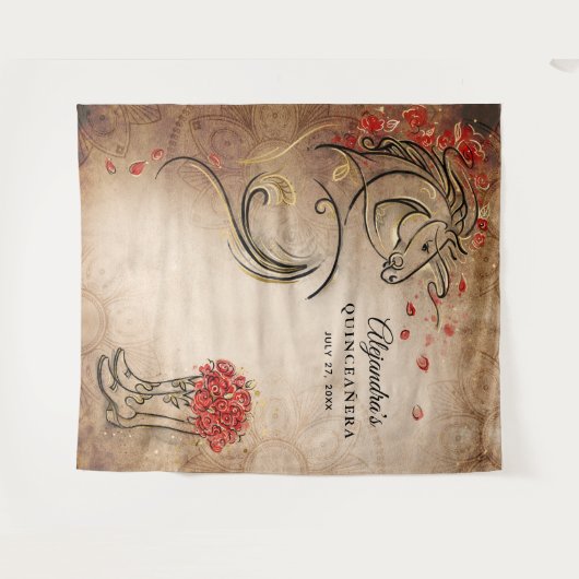 Red Gold Horse Rustic Photo Backdrop Tapestries Wandkleed (Voorkant (horizontaal))