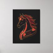 Red & Gold Horse with Lotus, Spiritual Symbolic Canvas Afdruk (Voorkant)