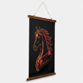 Red & Gold Horse with Lotus, Spiritual Symbolic Hangend Wandkleed (Gebogen)