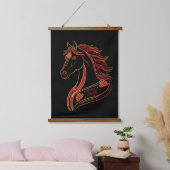 Red & Gold Horse with Lotus, Spiritual Symbolic Hangend Wandkleed (Slaapkamer)