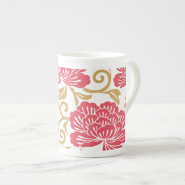 Red Gold Japanse Floral Kimono Porselein Kop