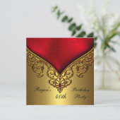 Red Gold Jewel 40e Elegant Birthday Party Kaart (Staand voorkant)