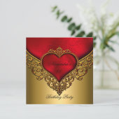Red Gold Jewel 40e Elegant Birthday Party Kaart (Staand voorkant)