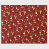 Red Gold Joy Typografie Eenvoudige elegante kerst Cadeaupapier (Vlak)