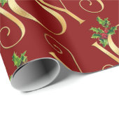 Red Gold Joy Typografie Eenvoudige elegante kerst Cadeaupapier (Rol Hoek)