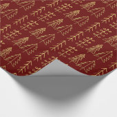 Red Gold kerstbomen Pattern Modern Cadeaupapier (Hoek)