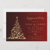 Red Gold kerstboom Winter Engagement Kaart (Voorkant)