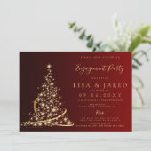 Red Gold kerstboom Winter Engagement Kaart (Staand voorkant)