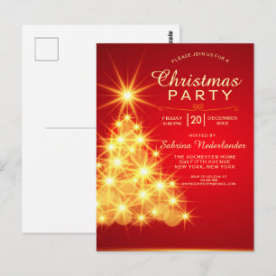 Red Gold kerstboomfeestdag Briefkaart
