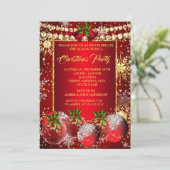 Red Gold kerstfeestdag Baubles Holly Kaart (Staand voorkant)