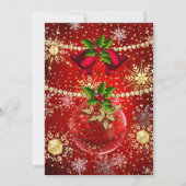 Red Gold kerstfeestdag Baubles Holly Kaart (Achterkant)
