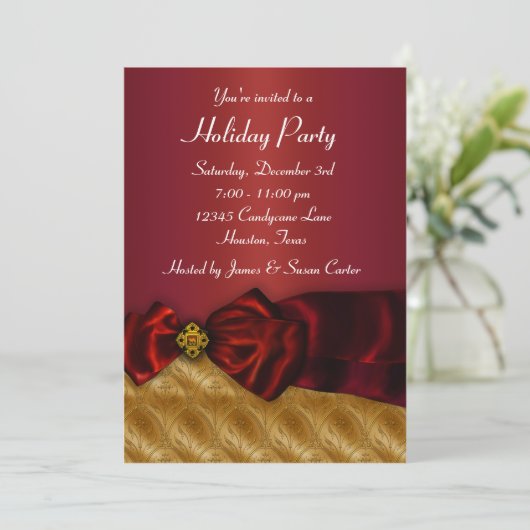 Red Gold kerstfeestdag Kaart (Staand voorkant)