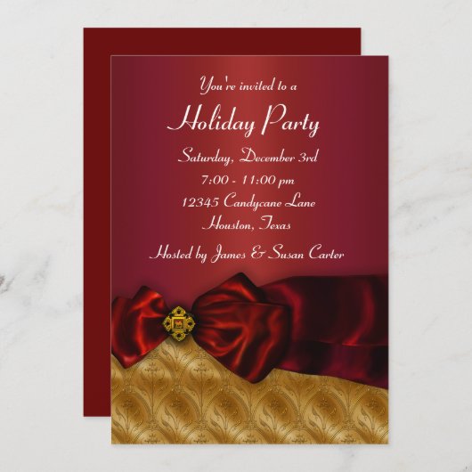 Red Gold kerstfeestdag Kaart (Voorkant / Achterkant)