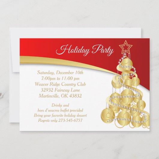 Red Gold Kerstfeestdag Kaart (Voorkant)