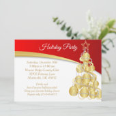 Red Gold Kerstfeestdag Kaart (Staand voorkant)