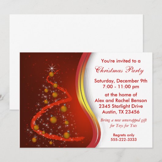 Red Gold kerstfeestdag Kaart (Voorkant / Achterkant)