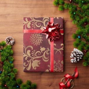 Red Gold kerstfeestdag, kerstcadeaupapier Cadeaupapier