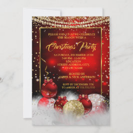 Red Gold Kerstfeestdag Sneeuw Kaart