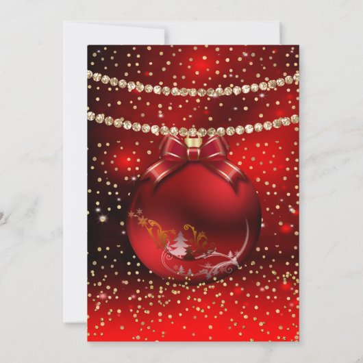 Red Gold Kerstfeestdag Sneeuw Kaart (Achterkant)